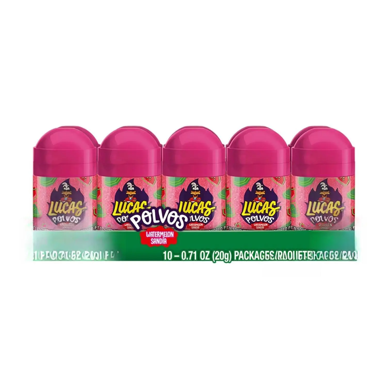 Lucas Powder Watermelon Flavored Candy, 0.71oz - 10 Pieces Pack for Treats, Fruit, Parties, Piñatas mexican  candy Sweet Bonbon