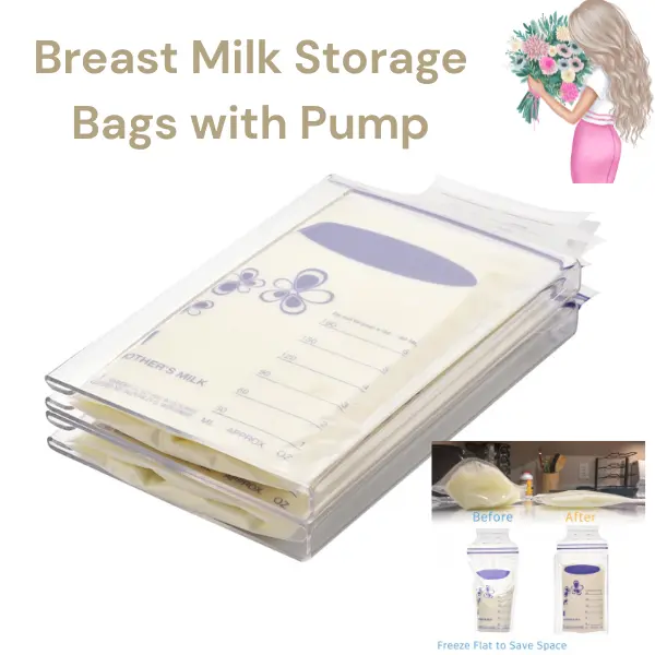 Breast Milk Storage Bags with Pump, Freeze Flat Breastmilk Organizer Kit 2 Pack 3-6oz Space Saving Freezer Bags Mother Gift Birthday