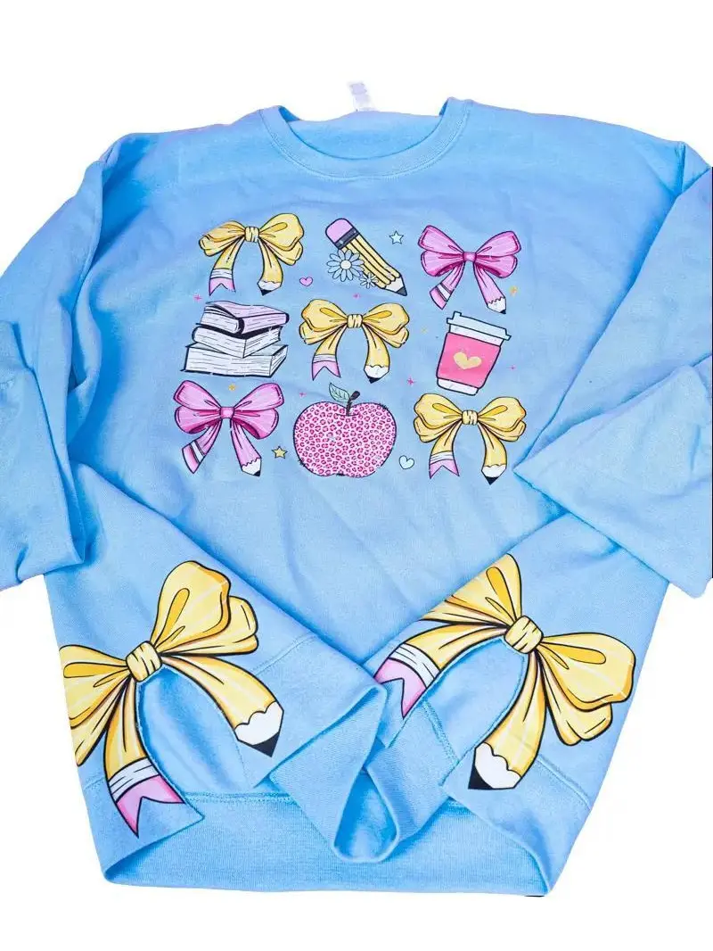 Side Bows Coquette Teacher Unisex NuBlend Crew Sweatshirt teacher bows