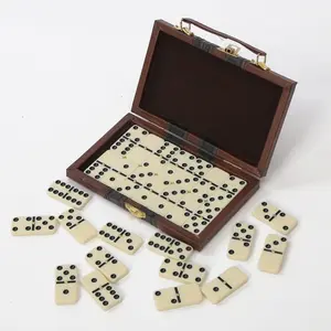 Double Six Dominoes Set, Artificial Leather Boxed (28 Tiles with Spinner), Adult Family Game Night, Party Games, Halloween Christmas Thanksgiving