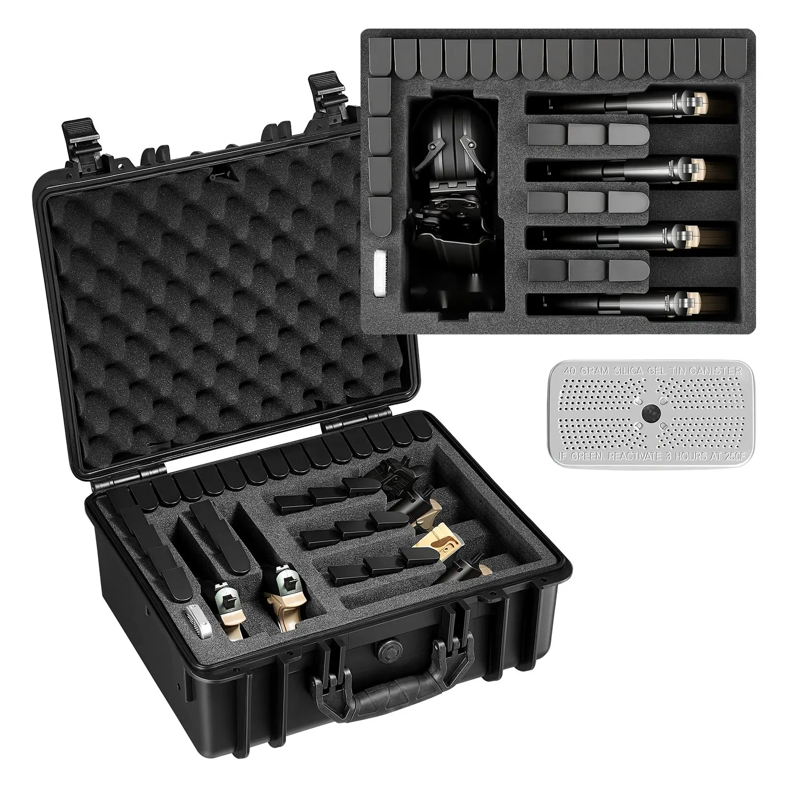 Heavy Duty Pistol Case With XPE Foam Interior, Waterproof Storage Box For Pistols, Lenses, Cameras, And Gear, Customizable Lining, Durable Handle, Secure Locking, Weatherproof, TSA Compliant, External 18.7 X 12.5 X 7.5 In