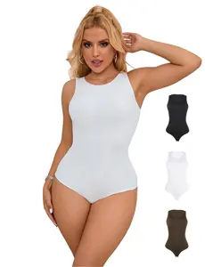 Bodysuit for Women Seamless Sleeveless Sexy Tank Top Bodysuit for Women Tummy Control-Shapewear Racerback Top Clothing Seamless Body Sculpting Shaper High Neck Womenswear Underwear Lady Compression Comfort Basic Everyday High Neck Shaping Bodysuit