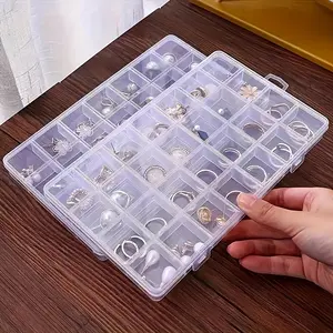 Fixed 24-Grid Multi-Slot Dustproof Storage Box, Hardware Parts Organizer with Lid, Plastic Jewelry Divided Compartment Box, Durable & Convenient Design