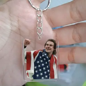 Gold Medal Hockey USA Team Jack Hughes Keychains, Hockey USA Team Keychains