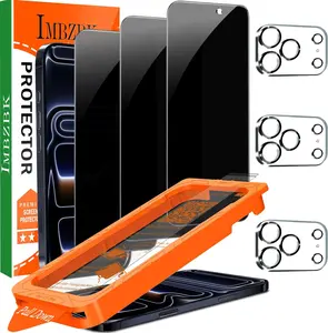 3 Pack Privacy Screen Protector for iPhone 17 Pro [6.3 INCH] Anti Spy Private Accessories, Case Friendly Film, Military Grade Tempered Glass 3 Camera Lens Protector