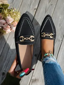 Women's Soft Sole Slip-On Flat Shoes, Comfortable Versatile Design for All Seasons, Simple Fashion Style Suitable for Various Occasions, Slip On Flats, Pointed Flat Shoes