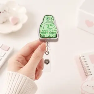 Funny Grog Badge, I Have To Say Weird Stuff Or I’ll Die Frog Badge Reel, Funny Nurse Badge Reel, Frog Meme, Medical ID Holder, Teacher Badge