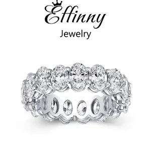 Effinny 8.5ct Full Eternity Oval Cut Wedding Ring,5A Cubic Zirconia Stackable Ring for Women In Sterling Silver Outdoorfun