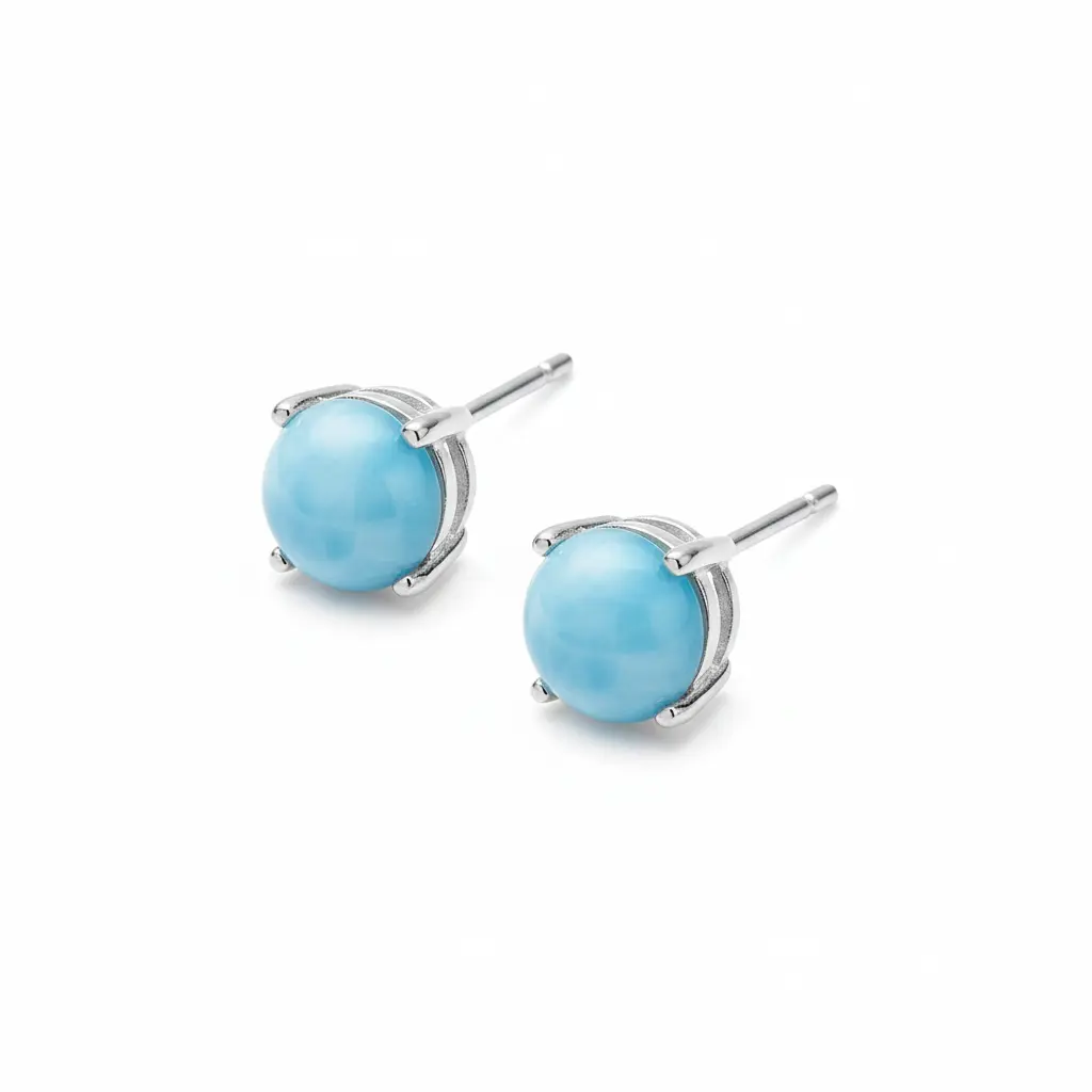Caribbean Classics - Rhodium Plated Larimar Stud Earrings