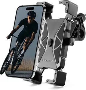 ROCKBROS Bike Phone Holder, Motorcycle Phone Mount, Anti-Shake Cell Phone Holder, 360° Adjustable for iPhone 16, 15 Pro Max/Plus, S9, S10 and More 4.7" to 7" Smartphones