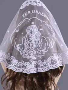 Foreign trade new single-color Madonna triangular scarf polyester lace hollow women's headscarf Korean and Japanese style versatile fashionable neckerchief