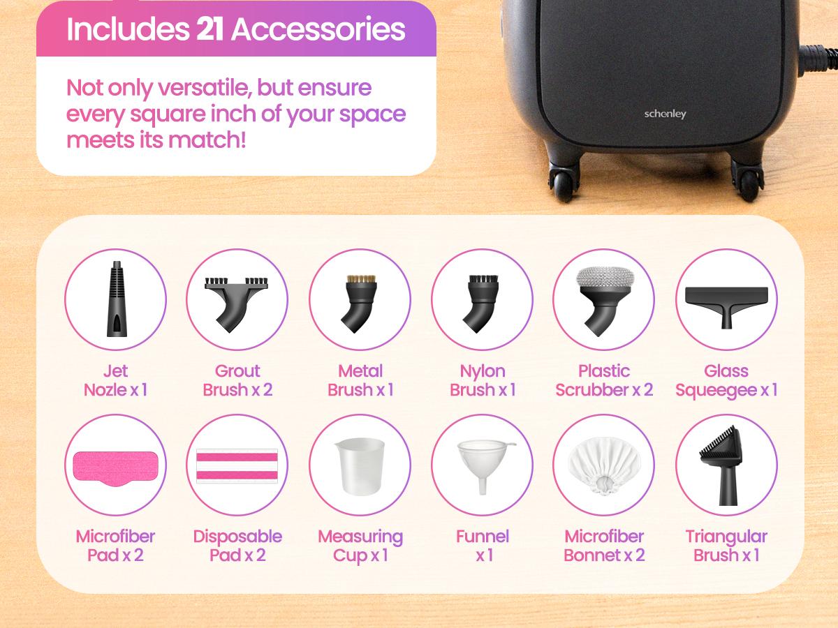 Schenley 21-in-1 Steam Cleaner, High-Pressure Heavy-Duty Steamer for Deep Cleaning Floors, Tiles, Upholstery, Grout, Grill and Cars, Fast Heat-Up, Large Water Tank, Multi-purpose, Portable Design