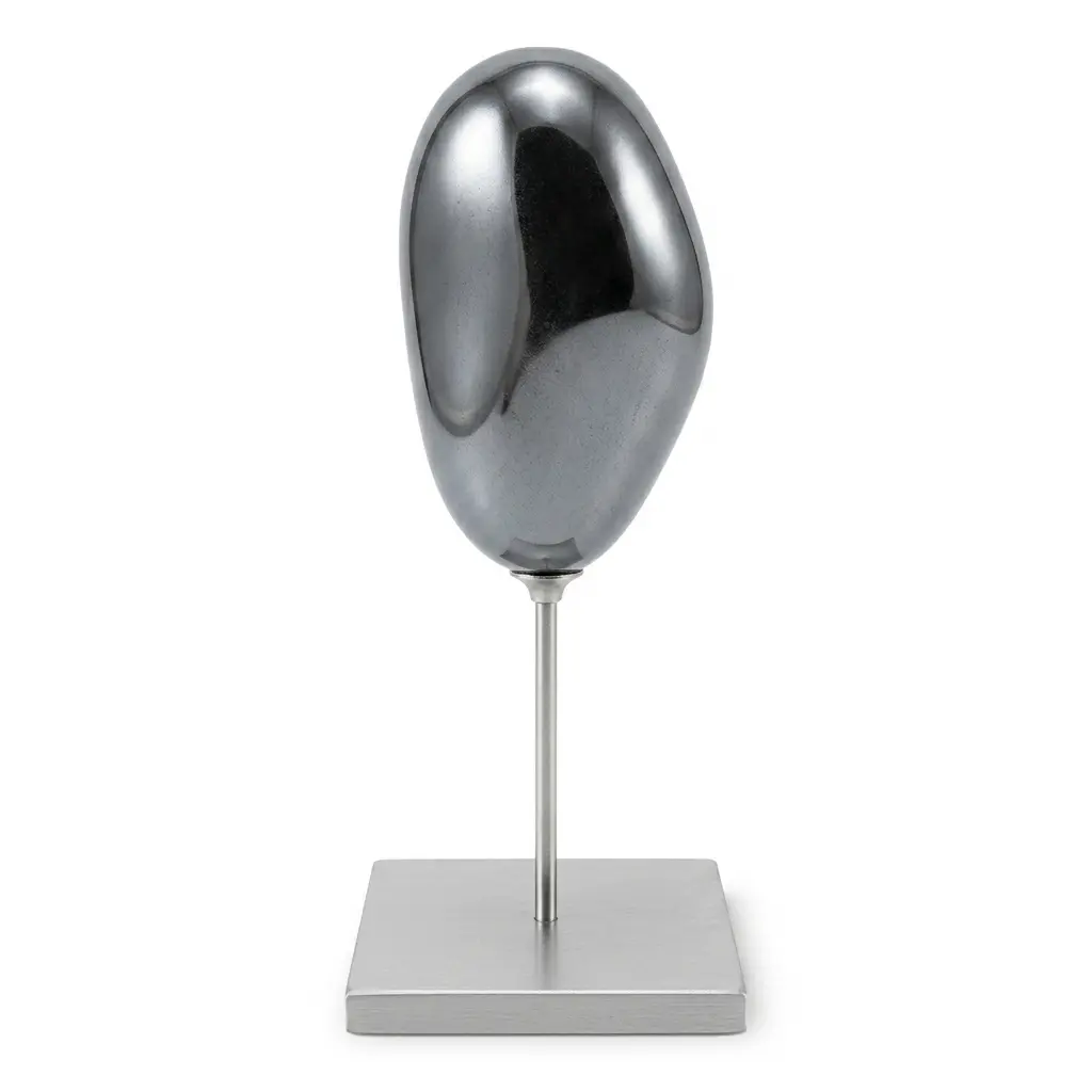 Hematite Crystal on Silver Stand — Grounding Mineral Display Piece