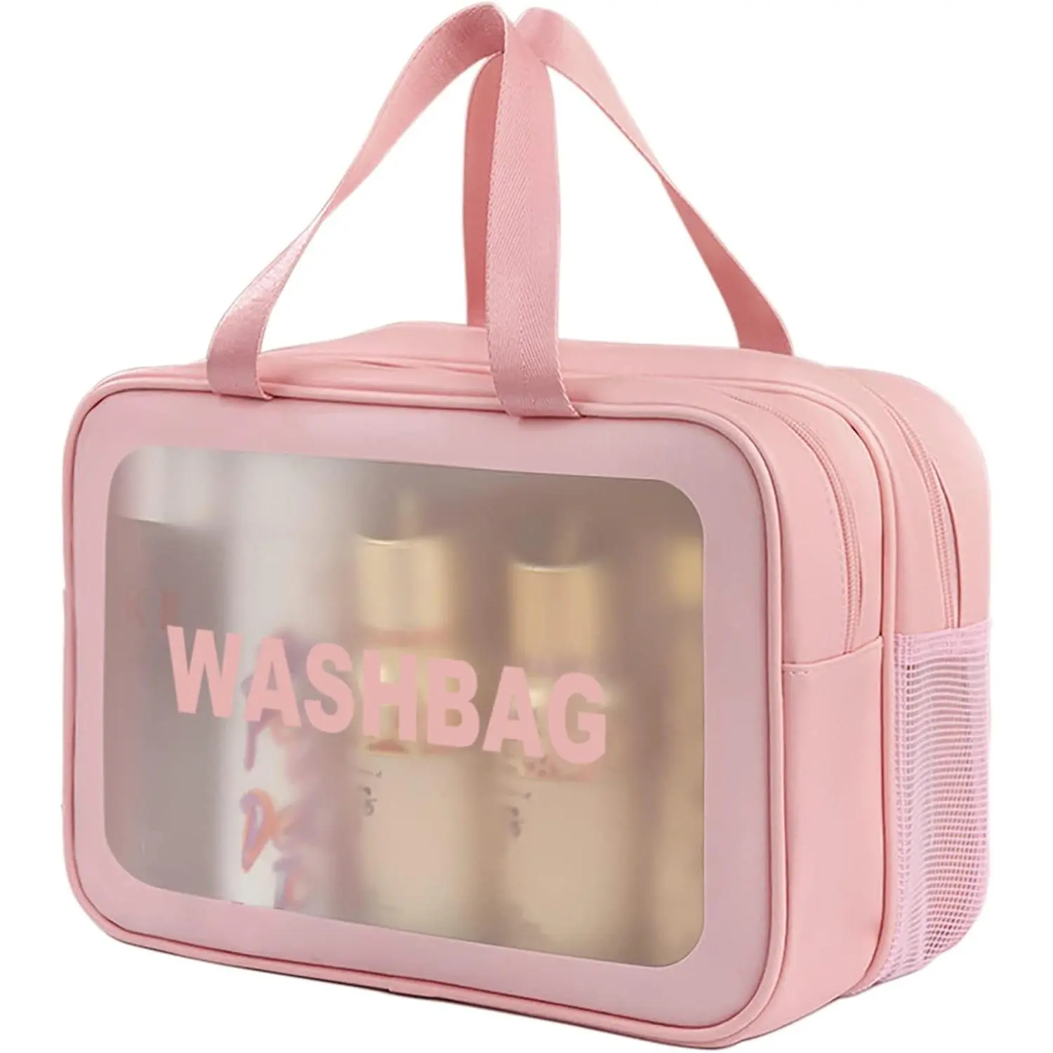 Travel Toiletry Bag for Women, Matte Translucent Toiletry Bag with Handy Handle, Makeup Cosmetic Organizer Bag for Travel Toiletries Accessories