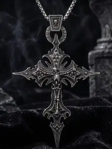 Vintage Gothic Skull Cross Pendant Necklace, unisex, Halloween party role-playing accessory, punk rock gift, Gothic Mystery Jewelry, Dark Religious Manifesto Jewelry, suitable for Christian, birthday and other occasions