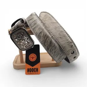 Womens Cowhide Hair Belt – Genuine Leather 1.5” Unique Pattern Western Style HC-133