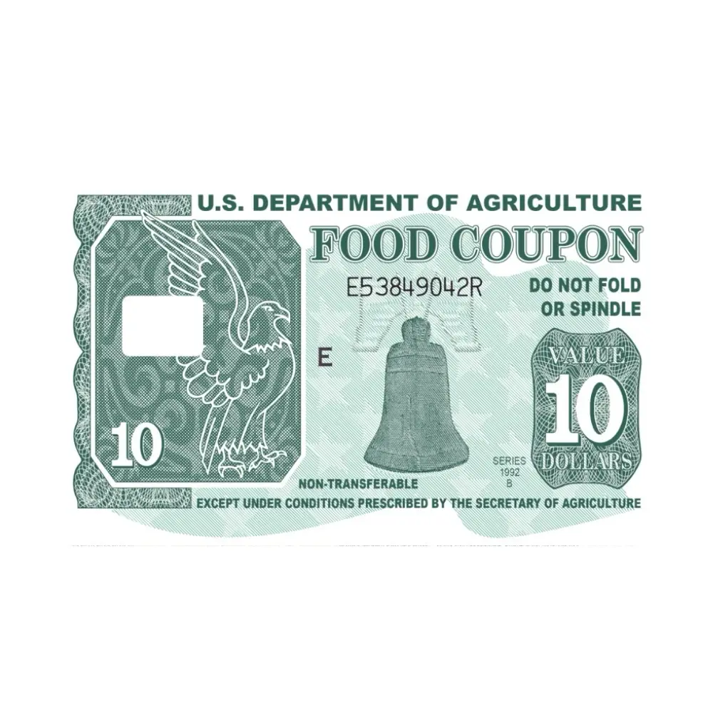 SINGLE* 10 Buck Food Stamp Coupon Sticker for Credit Card