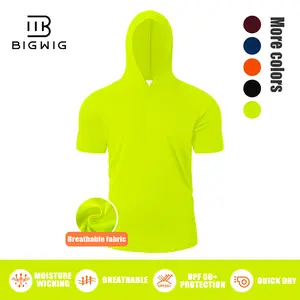 Men's High-Performance Hooded Short-Sleeve T-Shirt: Durable, breathable, and quick-drying micro-mesh fabric, trendy sportswear suitable for hiking, fishing, beach sports, and summer leisure activities.