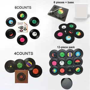 Vintage Vinyl Record Coasters, Heat-Resistant CD-Shaped Drink Mats, Perfect for Coffee & Tea Cups, Unique Home Decor Gift Idea