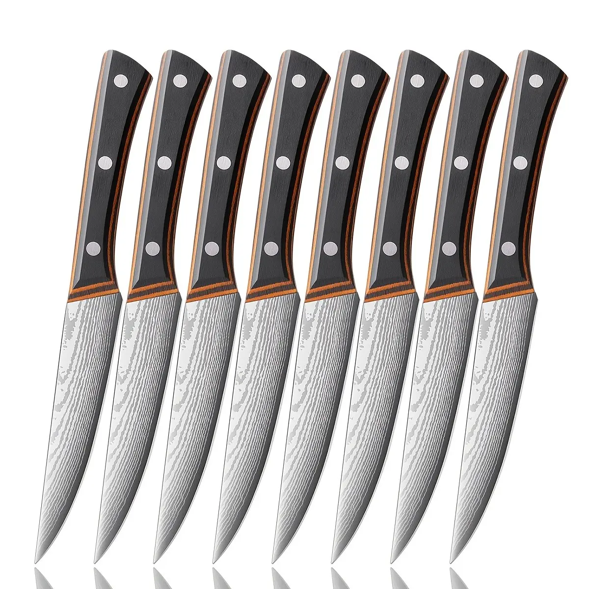 8pcs Steak Knife Set, Full Tang Sharp Serrated Knives Cutlery Set, Ergonomic PakkaWood Handle, Multifunctional Restaurant Tableware, Combination, Dining Knife, Steak Cutting Tool Knife, High-quality Steak Knife, Gifts Suitable for Dini