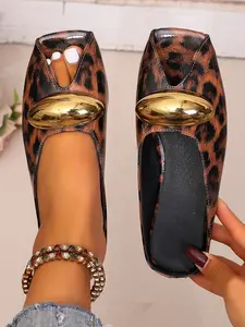 Women's High Heel Sandals Metal Buckle Pointed Toe Low-Heeled Shoes PU Material Rubber Sole Casual Stylish Elegant Style Women Footwear