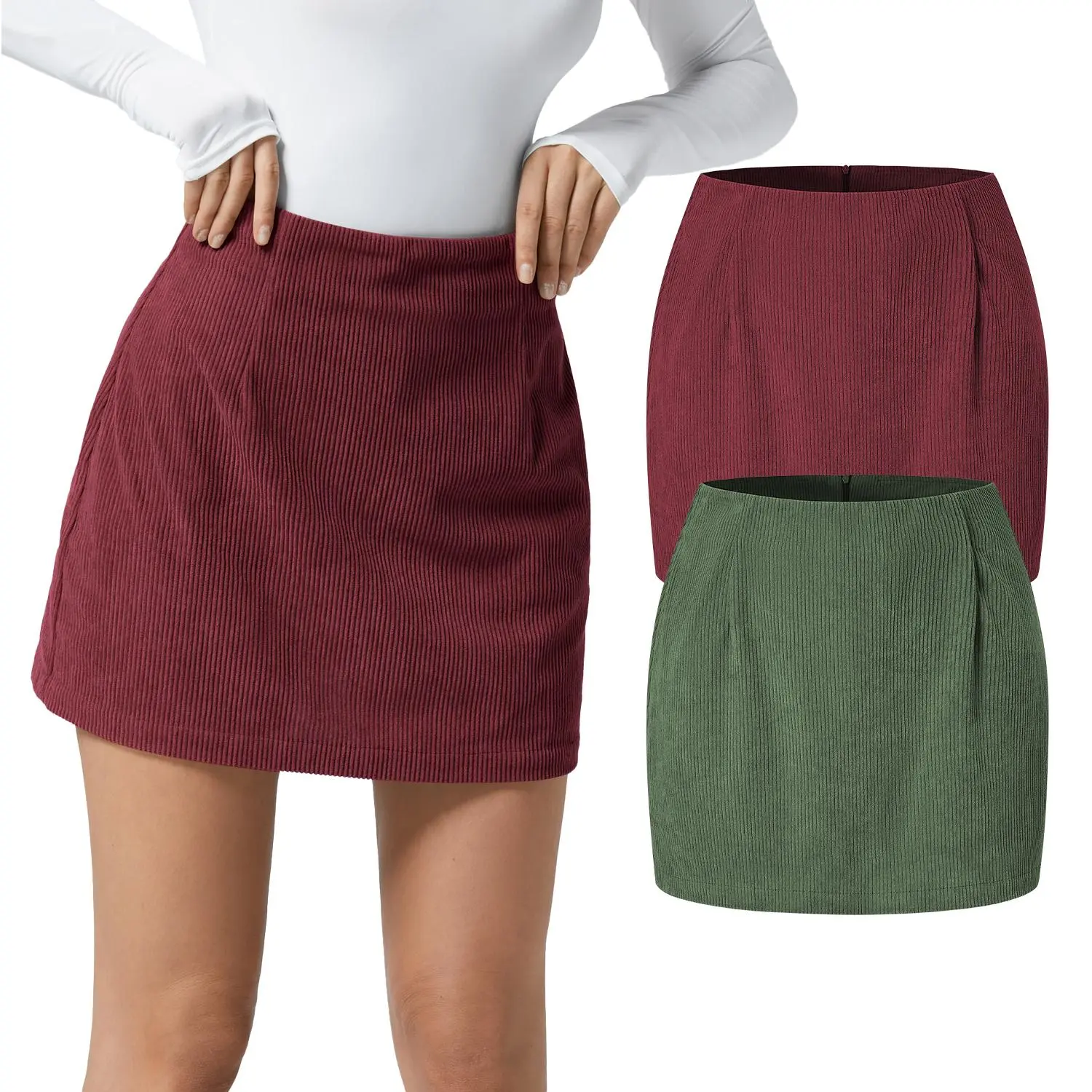 Halara 2-Piece High Waisted Invisible Zipper 2-in-1 Mini A-line Corduroy Casual Skirts Set #BackToSchool Halara 2-Piece High Waisted Invisible Zipper 2-in-1 Mini A-line Corduroy Casual Skirts Set #BackToSchool