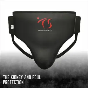 Titan Strikes Groin Protector Boxing MMA Cup Fully Padded Extra Wide Elastic Back Waistband Secure Fit for Men's Training and Competition