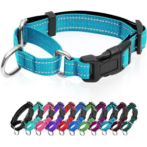 Reflective Martingale Dog Collars. Dog Collar with Quick Release Buckle. Adjustable Soft Padded Breathable Nylon Pet Collar Suitable for Puppies for Small Medium Large Dogs.