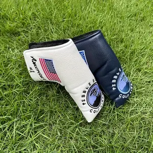 Embroidered Golf Putter Cover, 1 Count Durable PU Leather L-shaped Design Golf Club Head Cover, Protects Clubhead from Damage, Golf Accessory, Golf Equipment