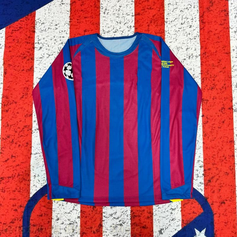 0506 Home Long Sleeve Red Blue Top No. 10 Ronaldinho Soccer Jersey Quick Dry Final Edition