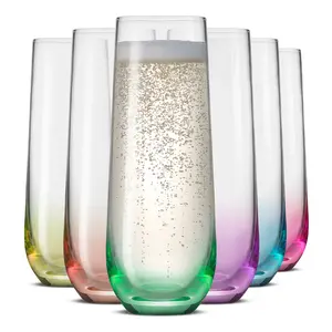 Hue Colored Stemless Champagne Flutes, 9.5 oz