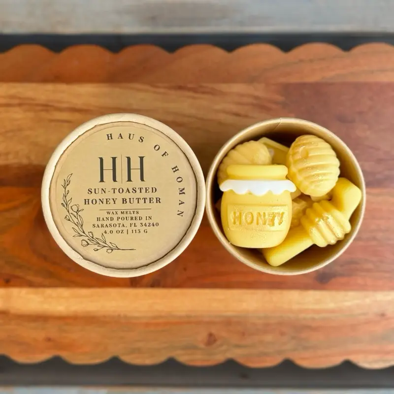 H|H Sun-Toasted Honey Butter Hand Poured Wax Melts Scoops 4.0 oz | 113 G - Wax Scoop Cups for Cozy Fragrance