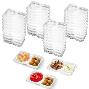20 PCS Snack Containers with Lid, Leakproof Dipping Containers with 2 Compartments,Reusable Snack Pack Containers, Portion Control Condiment Container