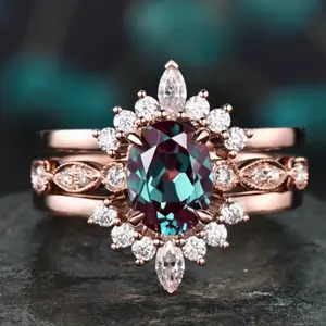 3pcs Luxury European And Fashion Rhinestone Rings, Wedding Engagement Party Ring Set