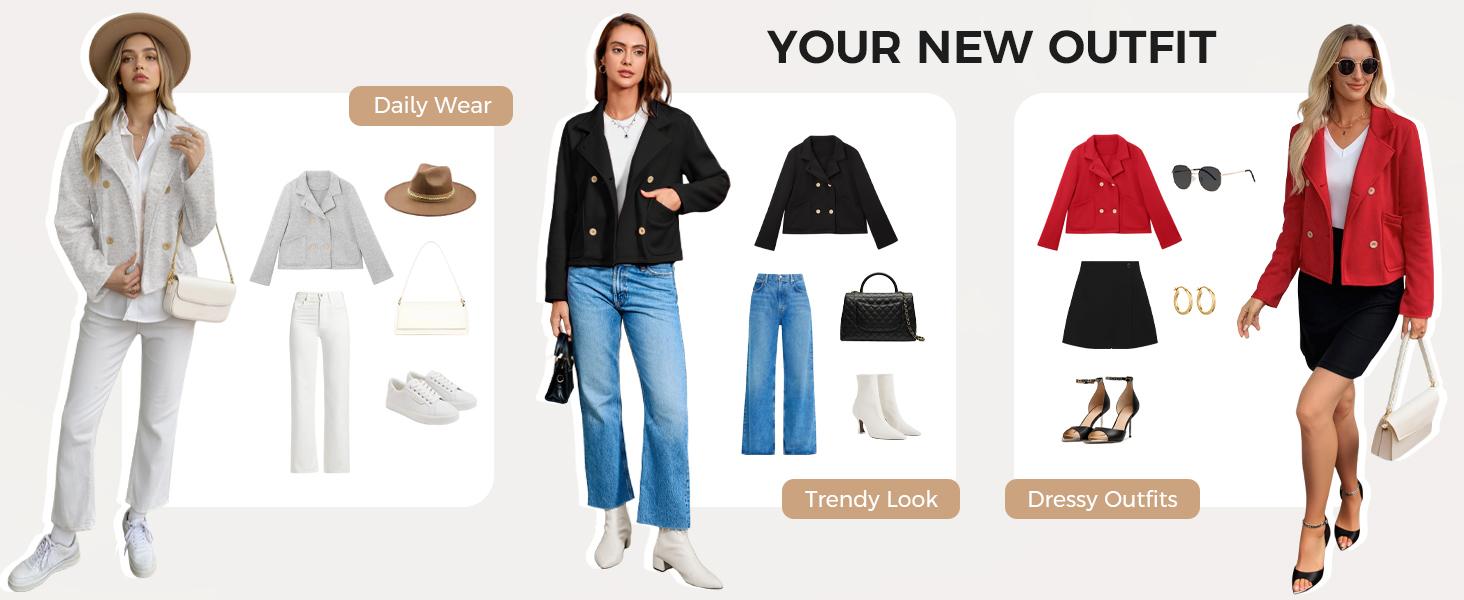 FISOEW Women's Sweatshirt Blazer Preppy Style Cropped Jacket Casual Elegant and Stylish Outerwear for Daily Wear Brunch & Campus #Springtok #ValentinesDay SpringStatements