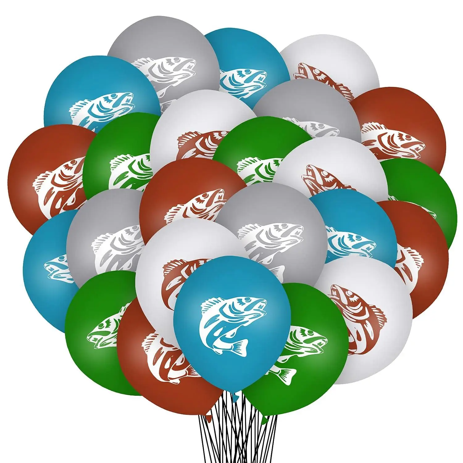 30 Pcs Bass Balloons Bass Fishing Party Decoration Balloons 12 Inches Latex Balloons For Baby Shower Gone Fishing Birthday Party Decorations