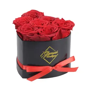 Immortal Love Black Heart | 7 Red Roses Box Decor Immortal Love Black Heart | 7 Red Roses Box Decor