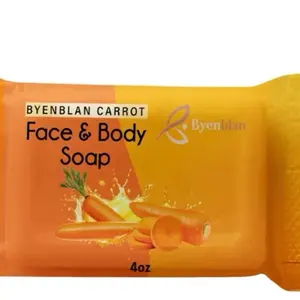 Byenblan Carrot Face & Body Soap 4oz - Herbal Scented Cleanser for Skin Repair Brightens Evens Tone Reduces Dark Spots