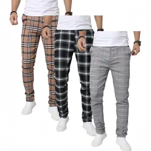 JUNBAOSS Men's Multi Pack Slim Fit Stretch Dress Pants Plaid Skinny Pants for Men, Straight Leg Fashion Comfort Flex Waist Pants, Mens Casual Business Golf Dress Chinos Pants