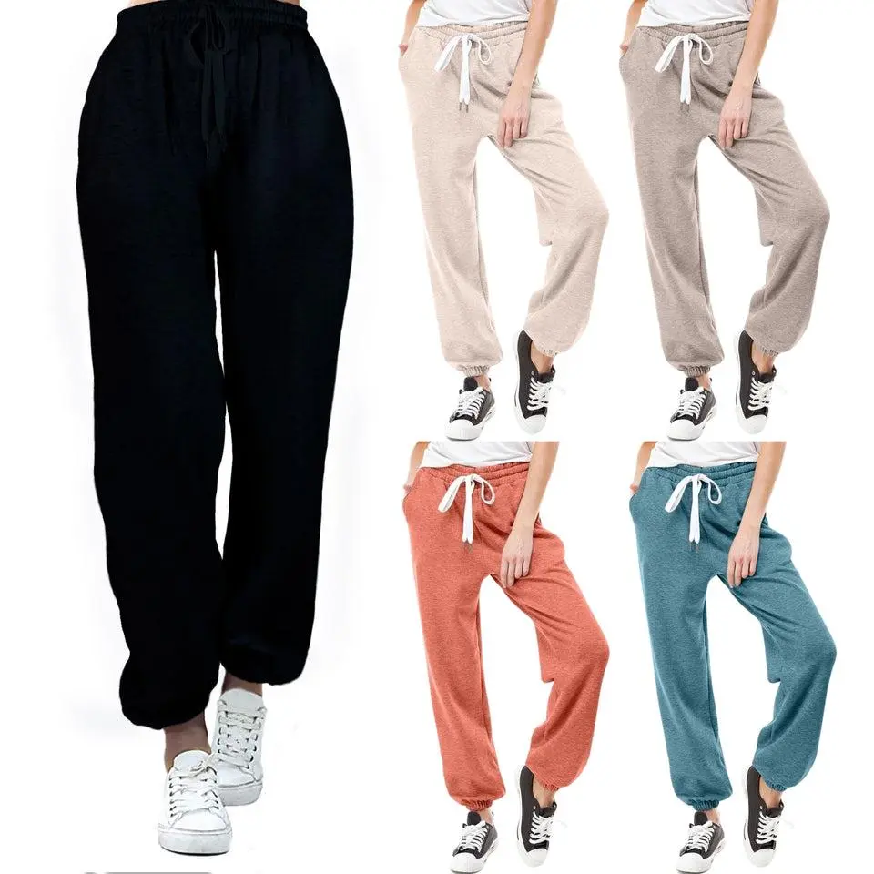 Women's High Waisted Sporty Gym Athletic Fit Jogger Sweatpants with Brushed Inside & Adjustable Drawstring Elastic Waistband Deep Pockets All Seasons lounge jogger pant