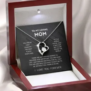 Infinity Love Heart Pendant Necklace Gift for Mom, with Message Card and Gift Box Stainless Steel