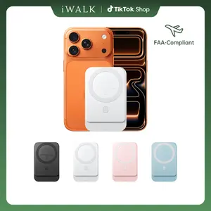 iWALK Slim Wireless Portable Charger - 5000mAh 18W PD Power Bank with LED Display, Sync, USB Cable, Digital Charging, Magnetic Phone Charger for iPhone 17/16/15/14/13/12 Series Travel Devices summerwins,summerwins