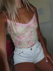 Pink and Yellow Floral Lace Tank