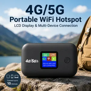 Travel WiFi Hotspot with SIM Slot 4G 5G Mobile 300Mbps LED Display Stable Connection Supports 10 Devices Outdoor RV