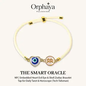 NFC Zodiac Bracelet with AI Tarot Reading, Daily Horoscope Access (With 4 Interchangeable Cords) - No App Needed, One Tap Cosmic Guidance Bracelet for Men Women