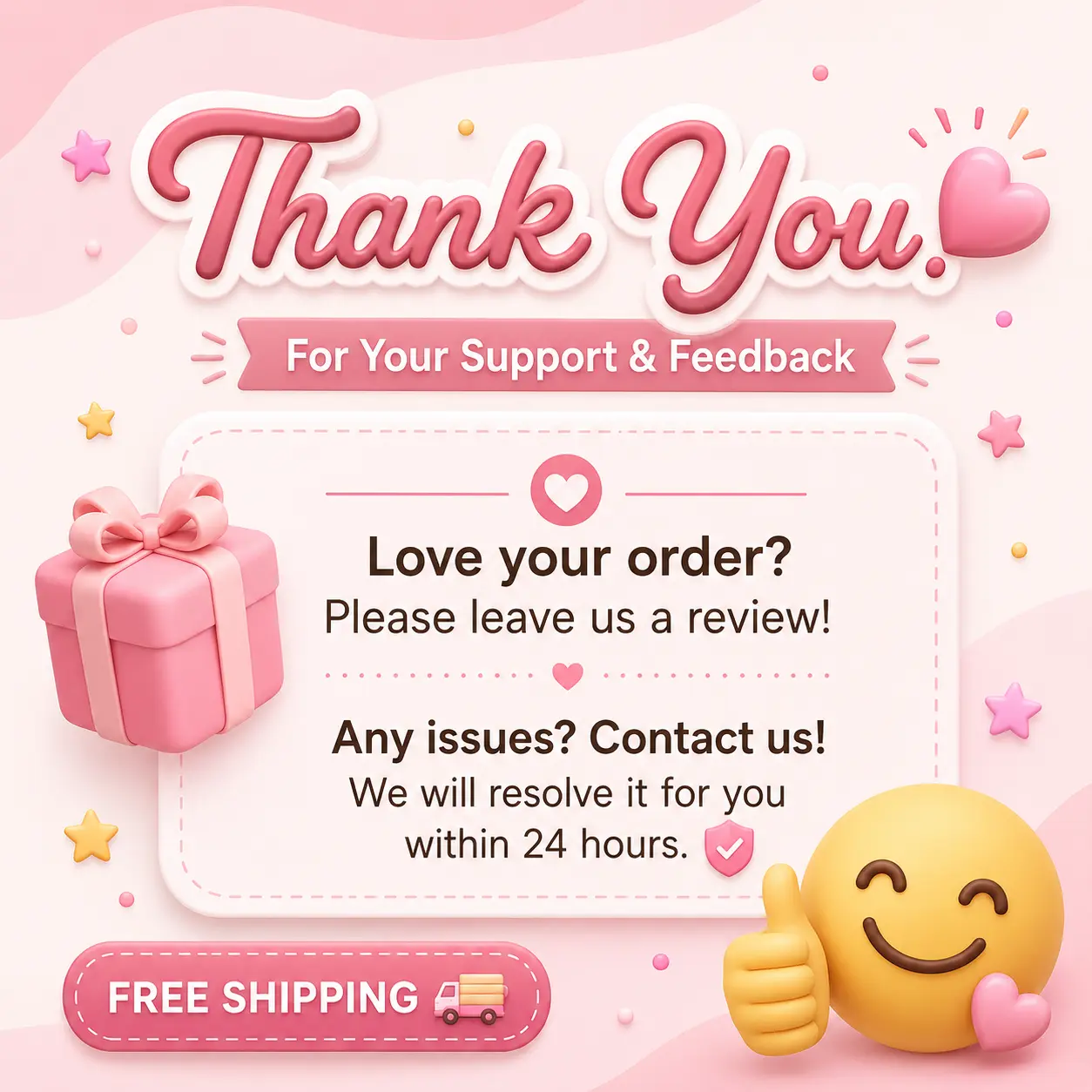 If you have any questions,please contact customerservice -Gift