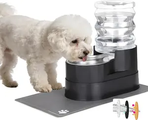 RIZZARI Dog Water Bowl Dispenser: 5L Elevated Large Stainless Steel Gravity Feeder - Remove Odor/Soften Water - Prevent Urinary Stones to Extend Lifespan - Leak-Proof - for Small to Medium-Sized Dogs and Cats