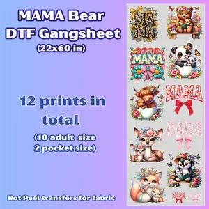 G14 MAMA Bear DTF Gangsheet for shirts