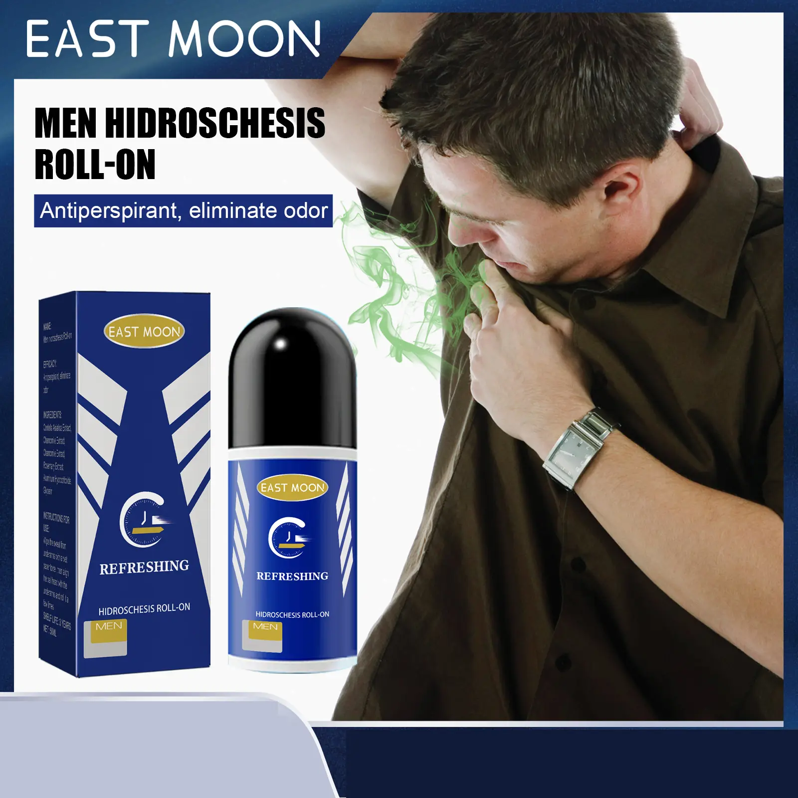 East Moon Underarm Care Roll-On Antiperspirant, Anti-Sweat, Odor-Controlling, Long-Lasting Fragrance