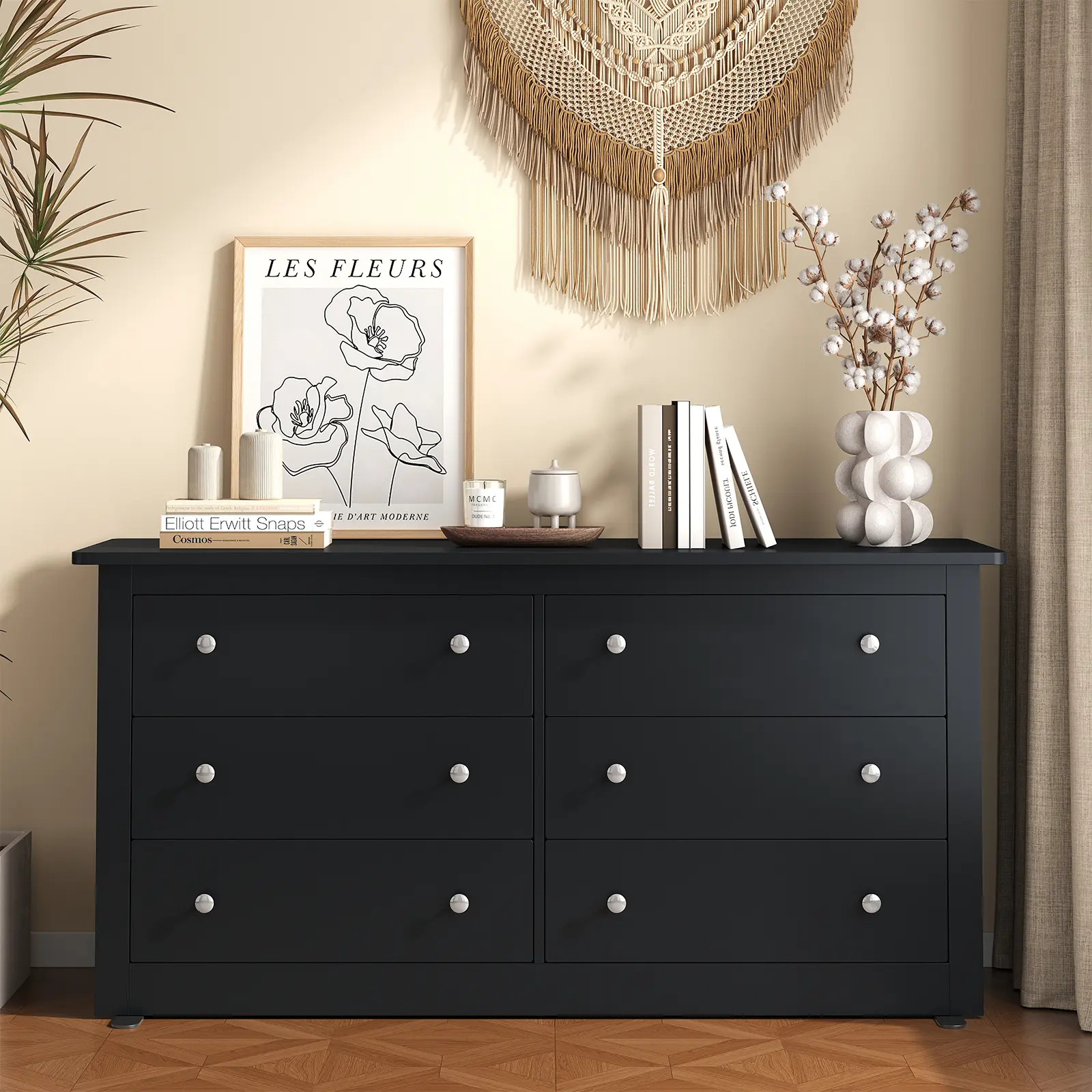 6-Drawer Double Dresser for Bedroom, Wide Chest of Drawers, Bedroom Storage Furniture 6-Drawer Double Dresser for Bedroom, Wide Chest of Drawers, Bedroom Storage Furniture